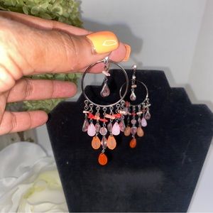 NEW Pink-Beaded Chandelier Drop Earrings